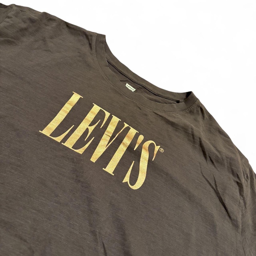Levis Mens Logo Graphic T Shirt Black Gold Relaxed Fit Crew Neck XL